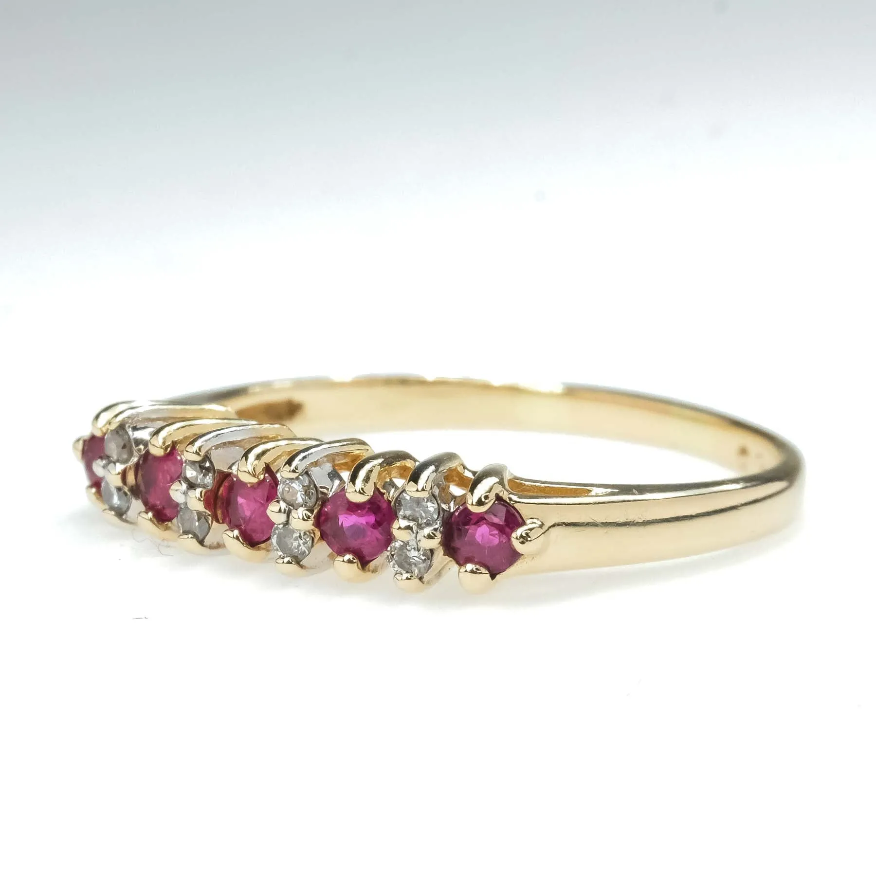 0.28ctw Round Ruby & Diamond Accents Stackable Ring in 14K Yellow Gold