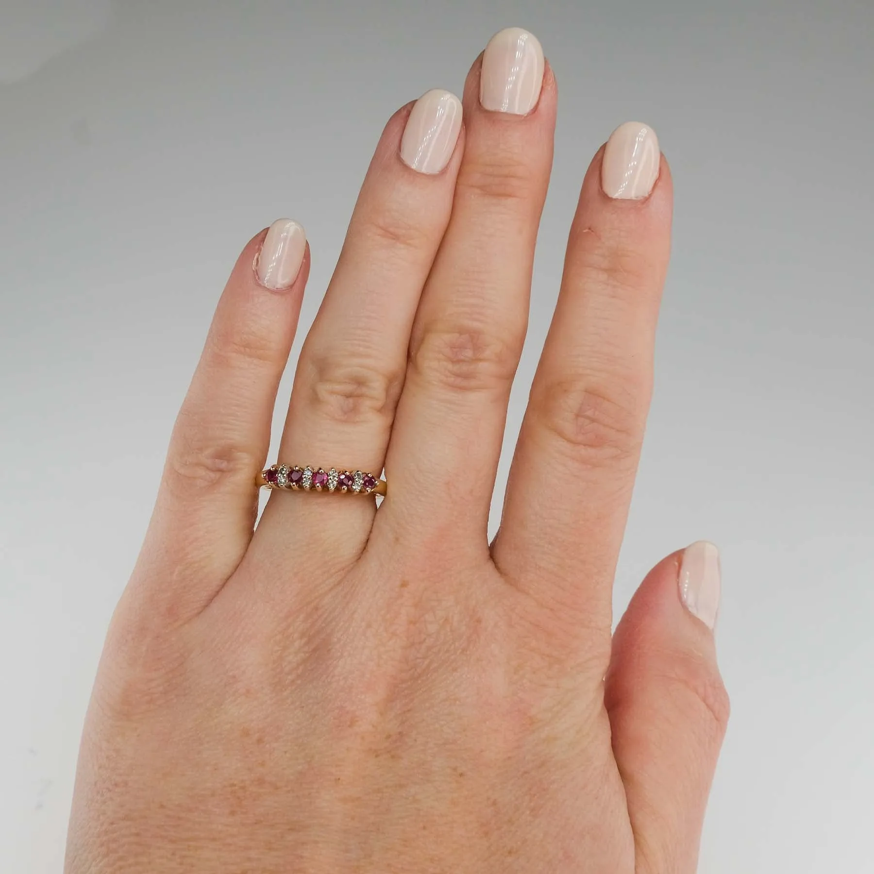 0.28ctw Round Ruby & Diamond Accents Stackable Ring in 14K Yellow Gold