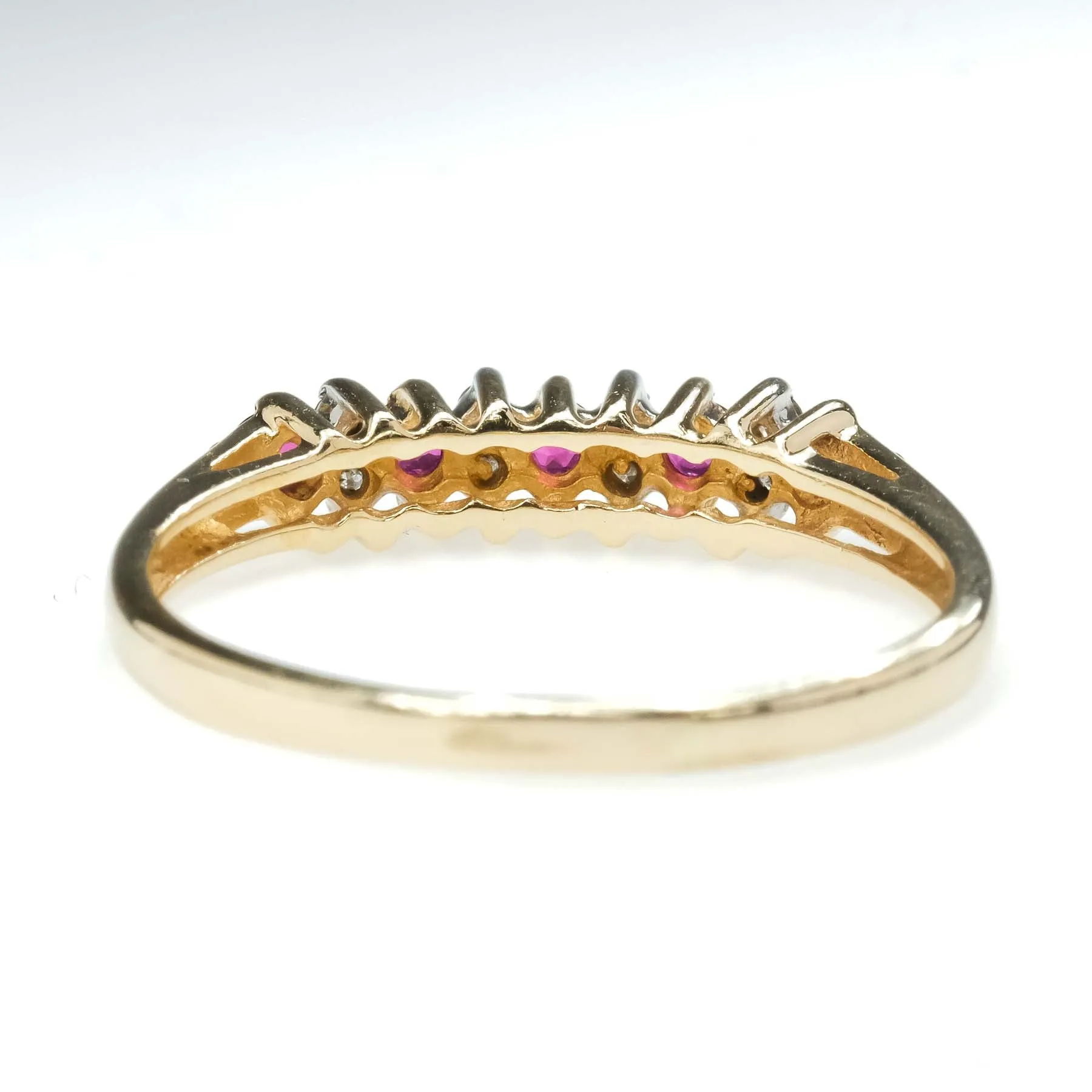 0.28ctw Round Ruby & Diamond Accents Stackable Ring in 14K Yellow Gold