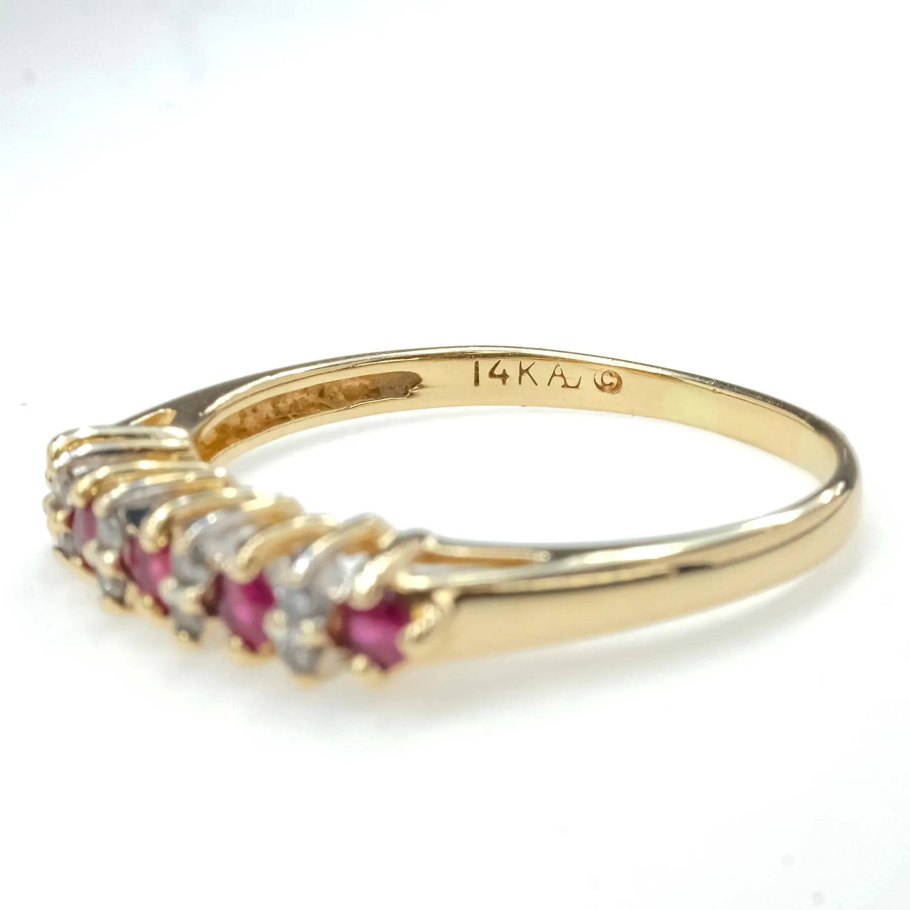 0.28ctw Round Ruby & Diamond Accents Stackable Ring in 14K Yellow Gold
