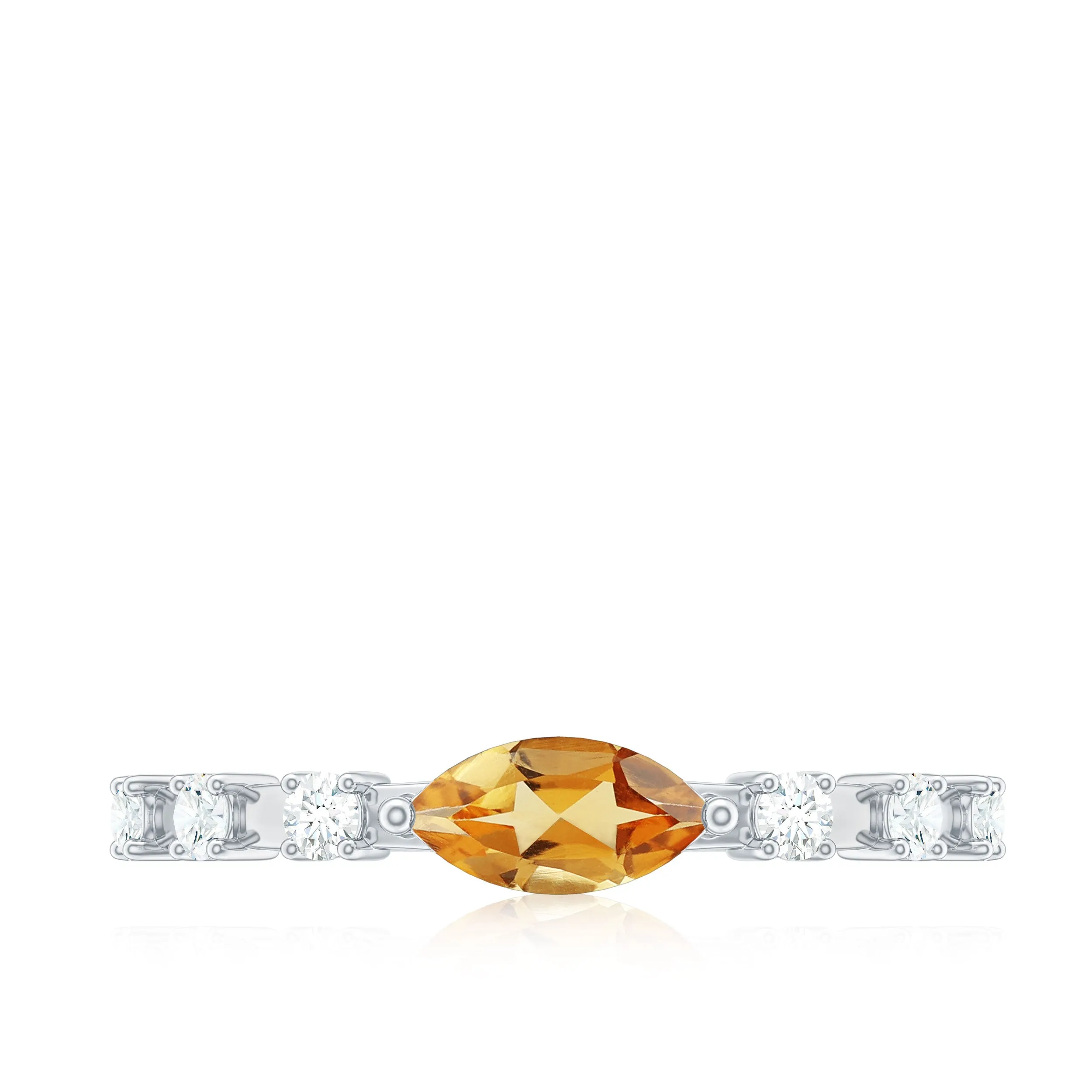 0.50 CT Natural Citrine East West Ring with Diamond Stones