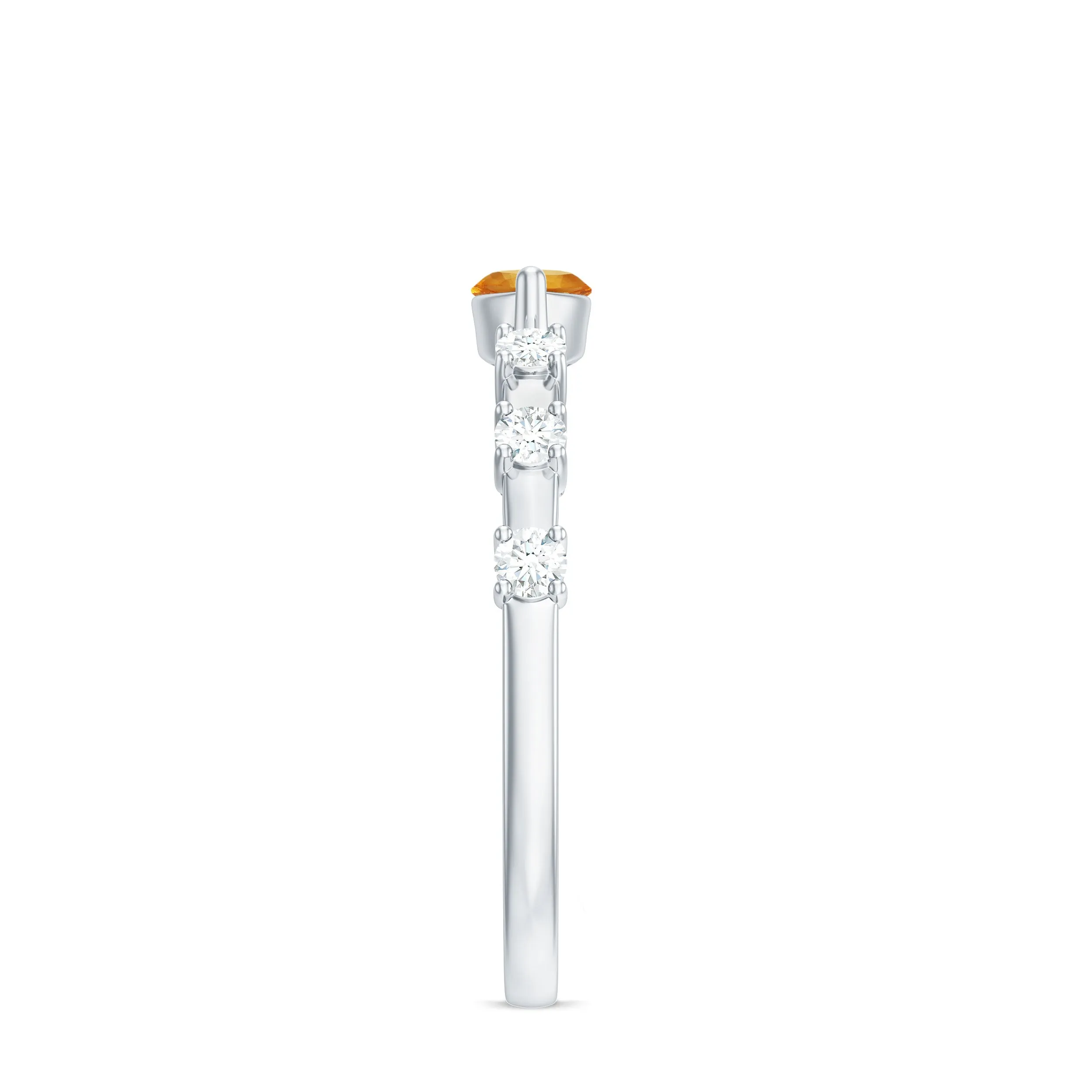 0.50 CT Natural Citrine East West Ring with Diamond Stones