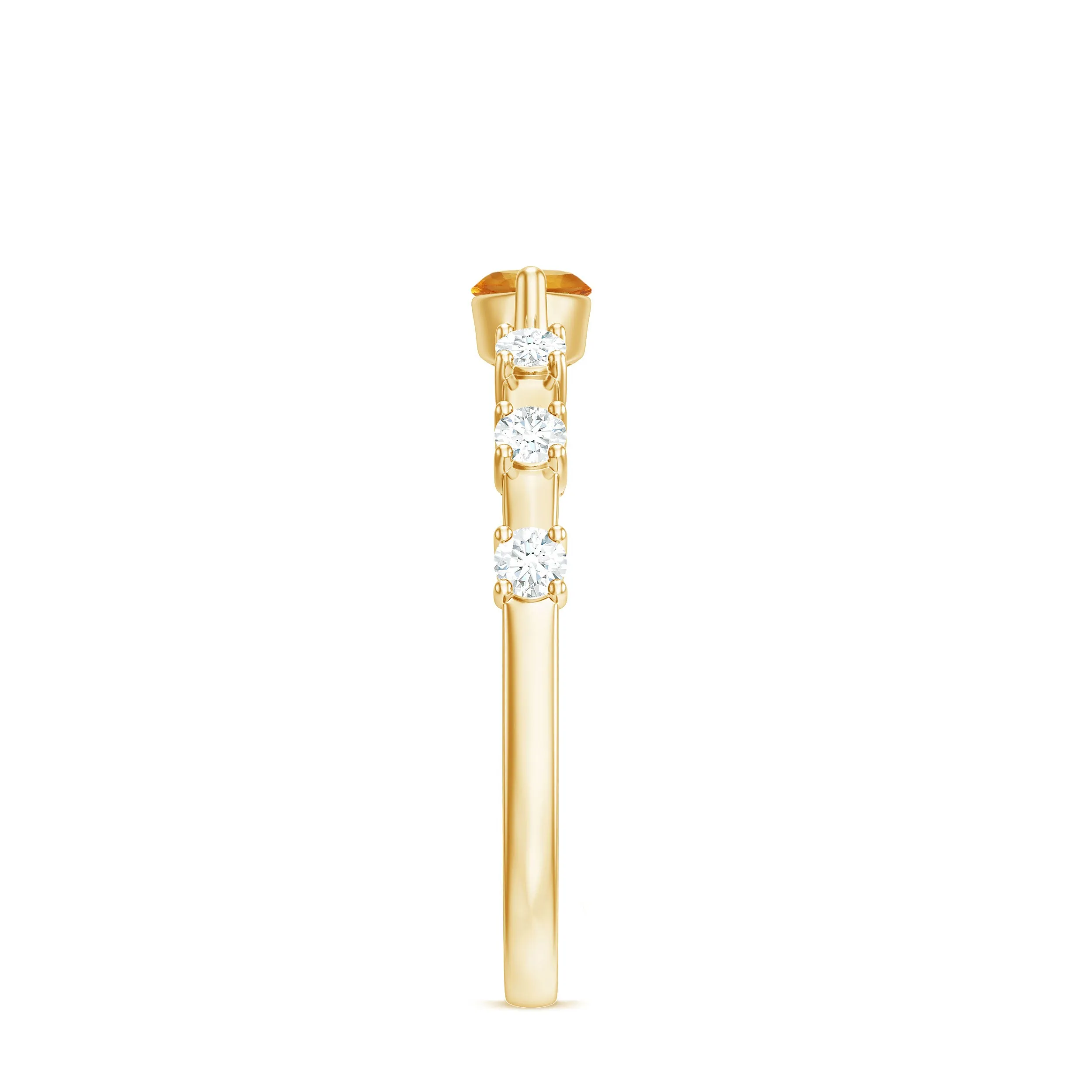 0.50 CT Natural Citrine East West Ring with Diamond Stones