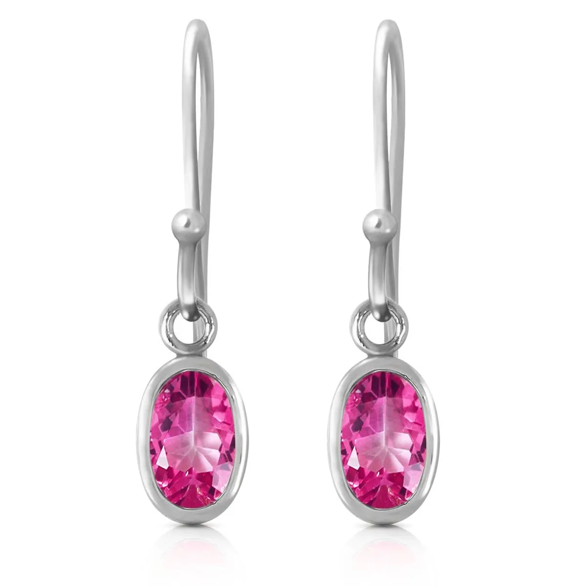 1 Carat 14K Solid White Gold Untie The Knot Pink Topaz Earrings