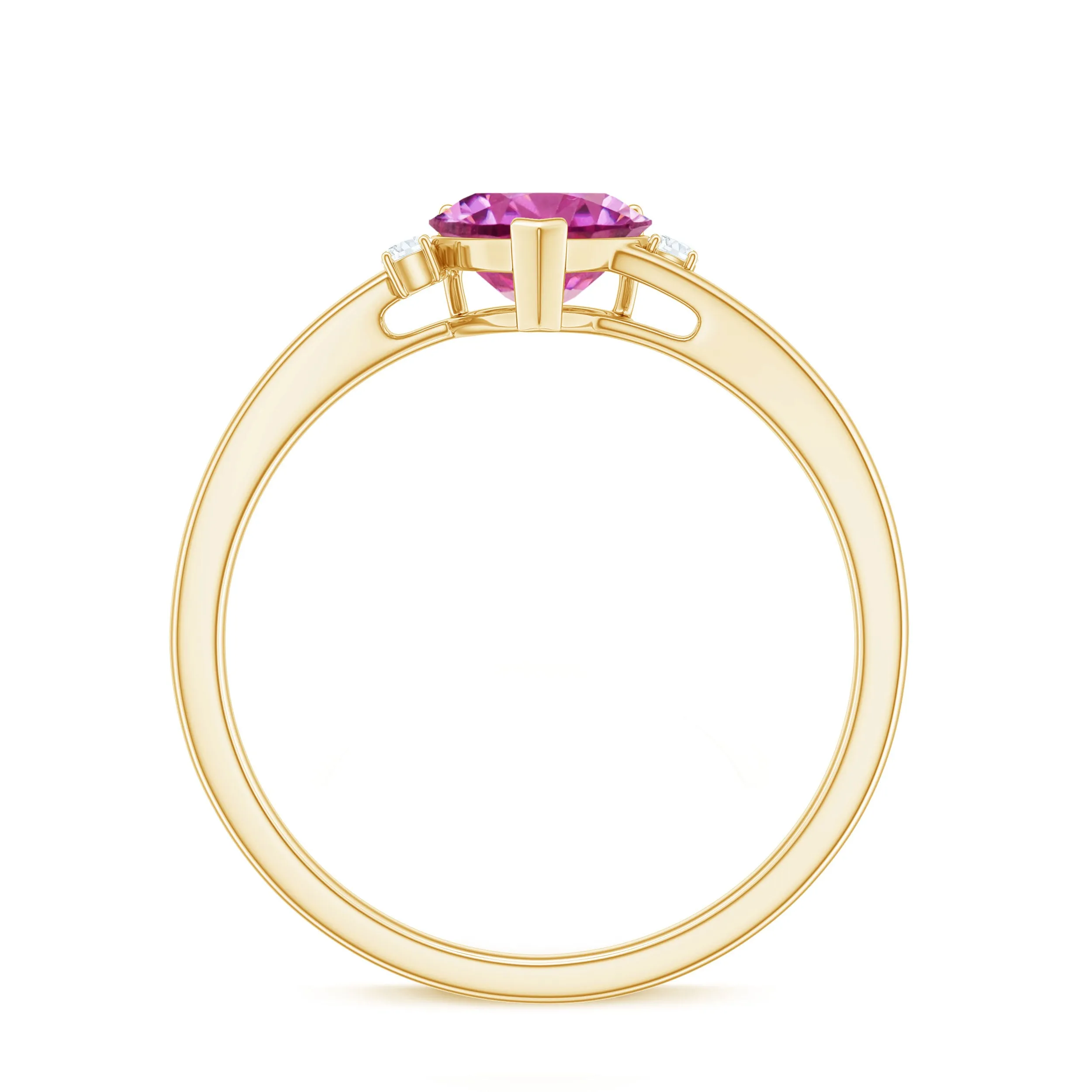 1 CT Heart Shape Pink Tourmaline Solitaire Promise Ring with Diamond