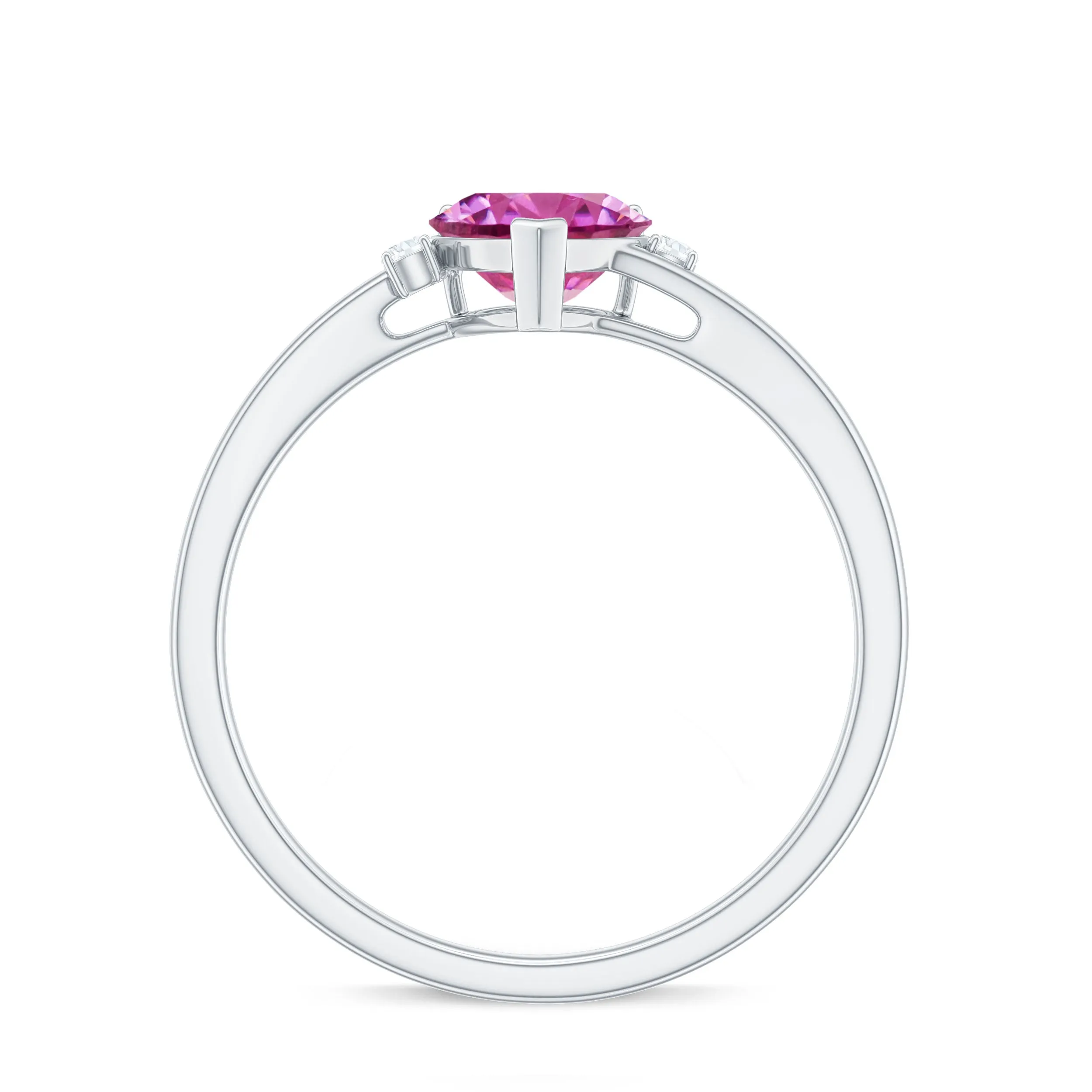 1 CT Heart Shape Pink Tourmaline Solitaire Promise Ring with Diamond