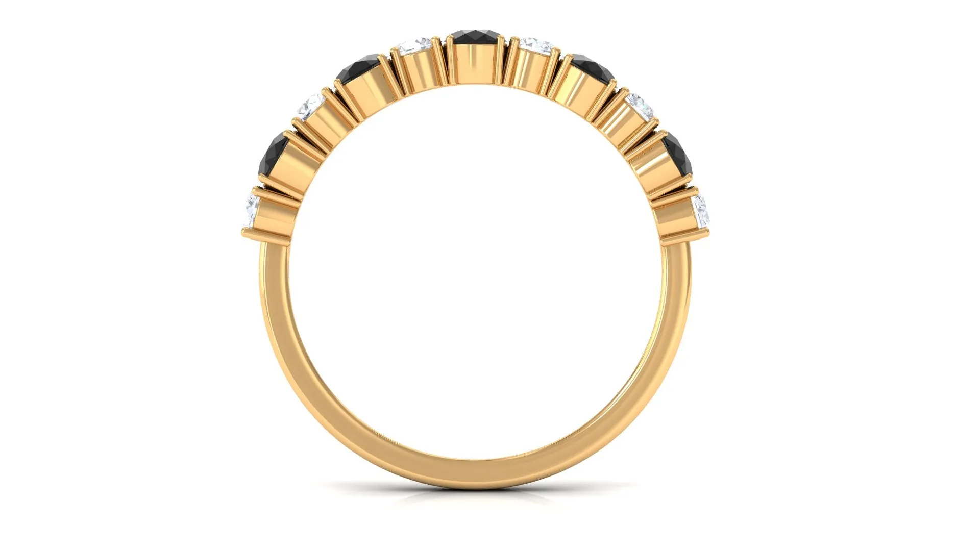 1 CT Oval Cut Black Spinel and Diamond Half Eternity Ring