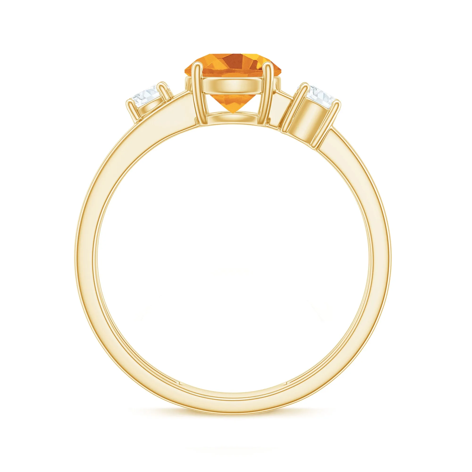 1 CT Real Citrine Double Band Ring with Diamond Stones