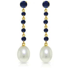 10 Carat 14K New View Sapphire Pearl Earrings