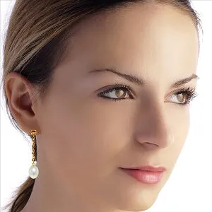 10 Carat 14K Solid Yellow Gold Chandelier Earrings Citrine Pearl