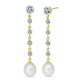 10 Carat 14K Solid Yellow Gold Chandelier Earrings Natural Aquamarine
