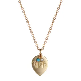 10K Gold Devotion Drop Pendant with Turquoise and Pearl Beads