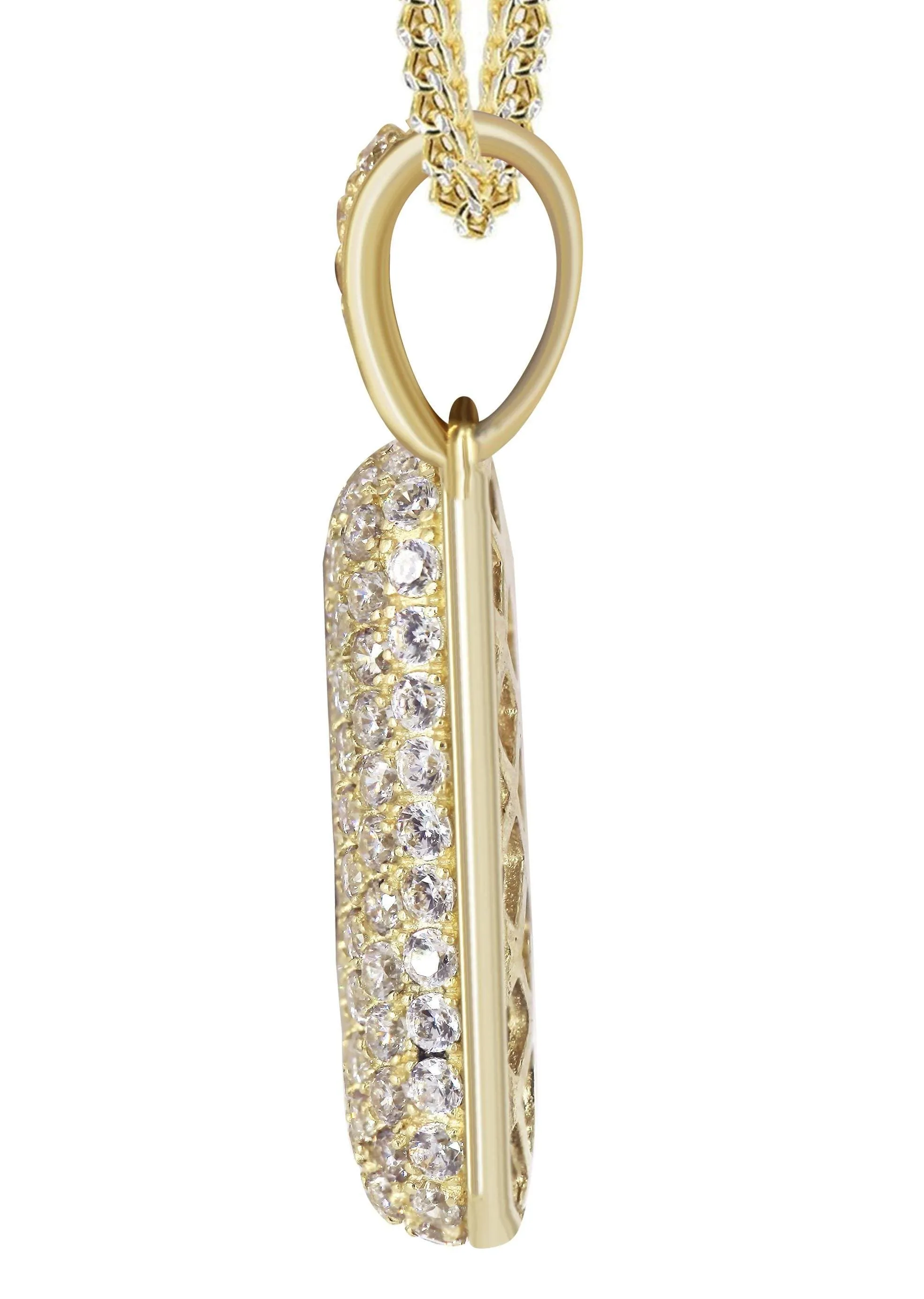 10K Yellow Gold Bubble Letter "V" CZ Necklace | Appx. 13.1 Grams