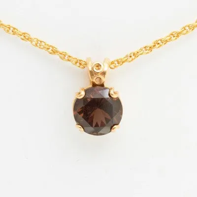 10mm Round Smoky Quartz Pendant in 14kt Gold