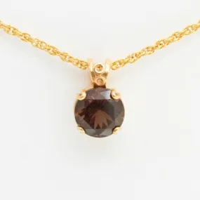 10mm Round Smoky Quartz Pendant in 14kt Gold