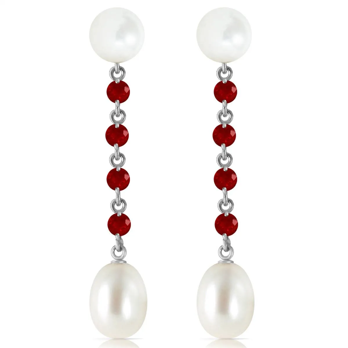 11 Carat 14K Solid White Gold Right Now Matters Ruby Pearl Earrings