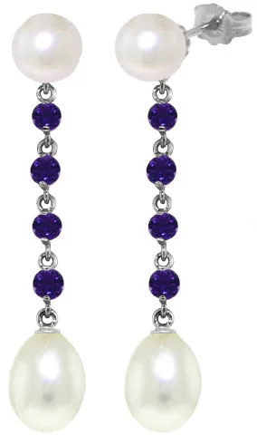 11 Carat 14K Solid Yellow Gold Pearly View Amethyst Pearl Earrings