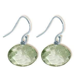 12 Carat 14K Solid White Gold Burned Shade Green Amethyst Earrings