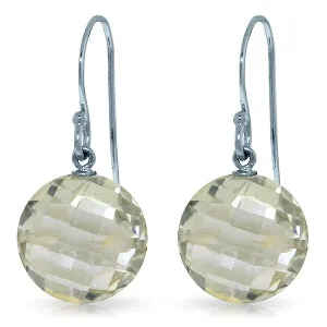 12 Carat 14K Solid White Gold Burned Shade Green Amethyst Earrings