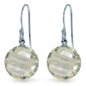 12 Carat 14K Solid White Gold Burned Shade Green Amethyst Earrings