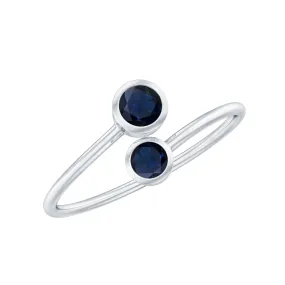 1/2 CT Bezel Set Blue Sapphire Two Stone Promise Ring