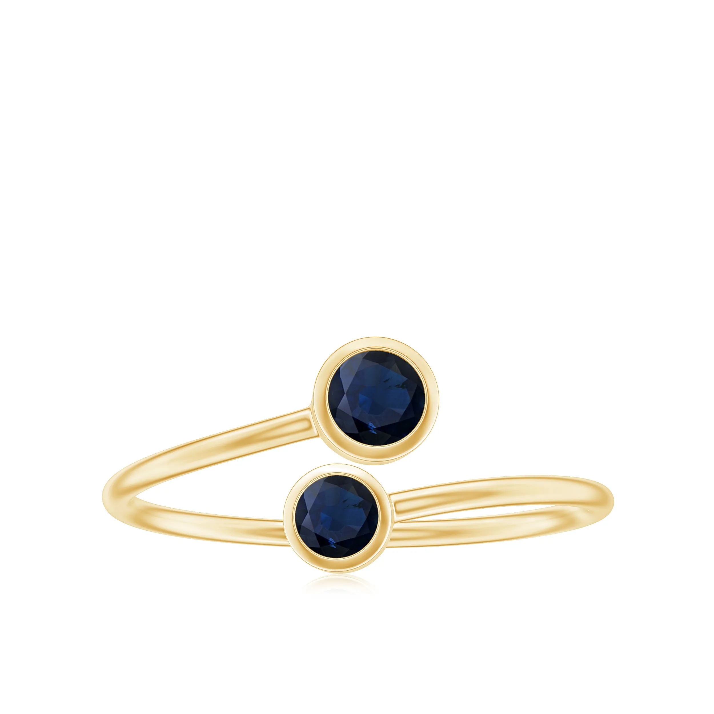 1/2 CT Bezel Set Blue Sapphire Two Stone Promise Ring