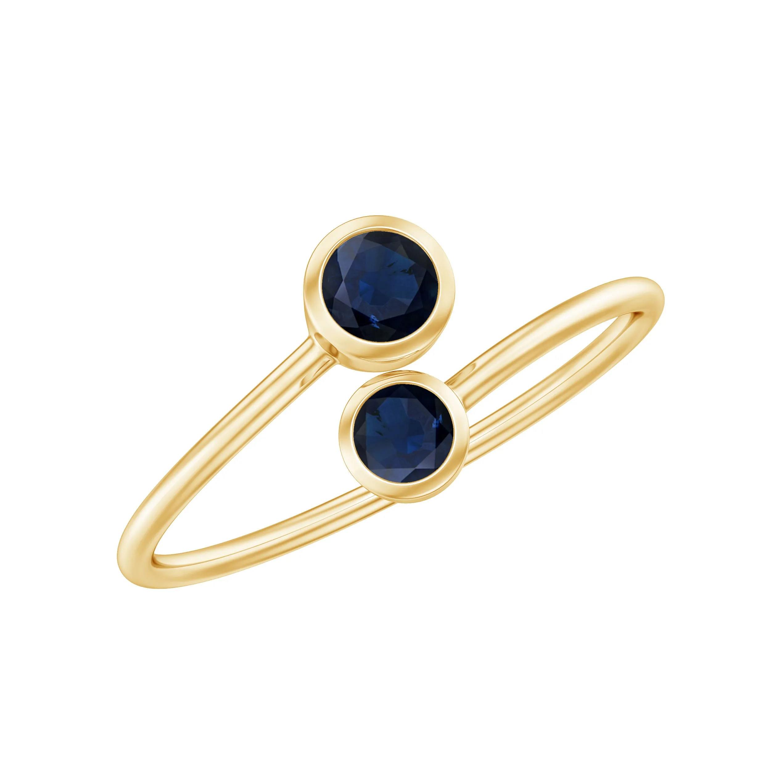 1/2 CT Bezel Set Blue Sapphire Two Stone Promise Ring