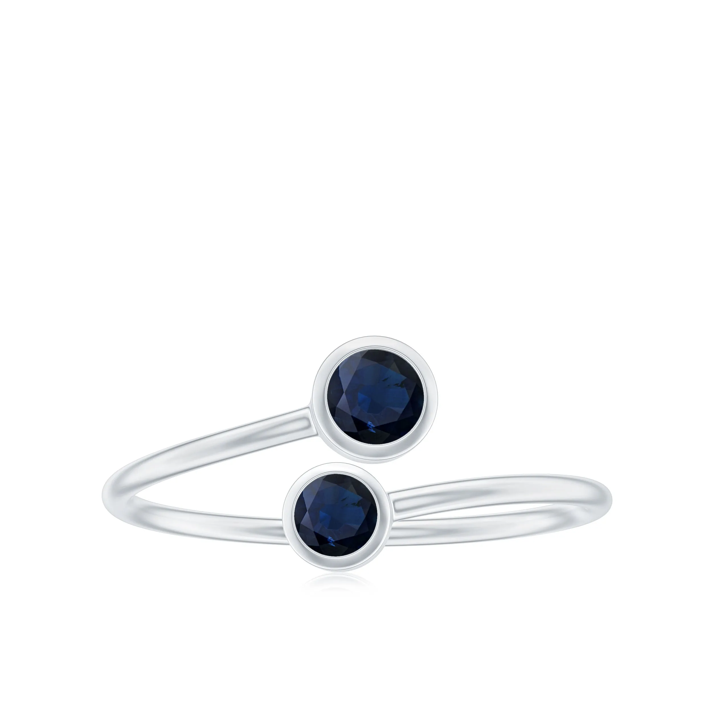 1/2 CT Bezel Set Blue Sapphire Two Stone Promise Ring