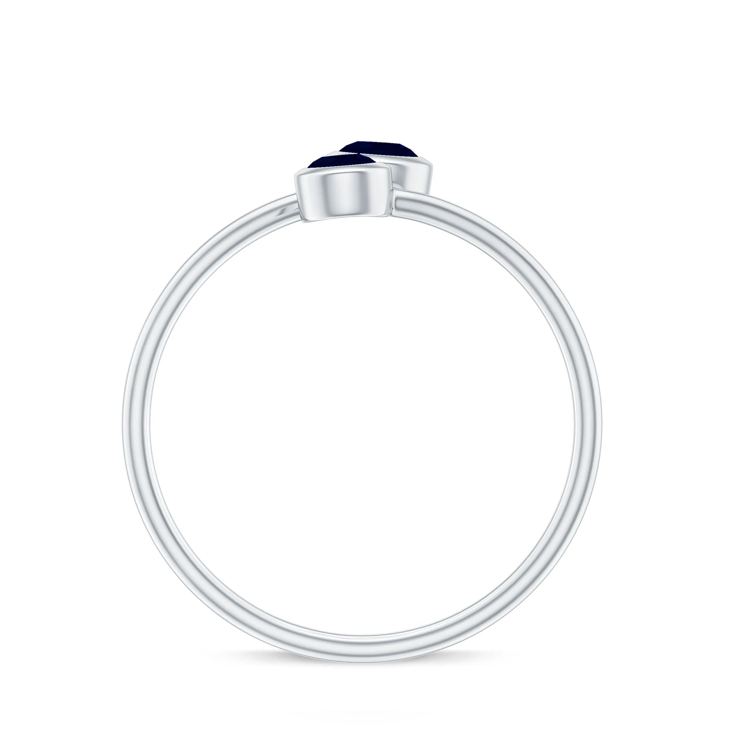 1/2 CT Bezel Set Blue Sapphire Two Stone Promise Ring