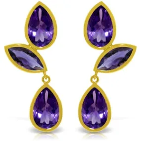 13 Carat 14K Solid Yellow Gold Alexandra Amethyst Earrings