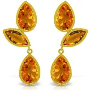 13 Carat 14K Solid Yellow Gold Alexandra Citrine Earrings