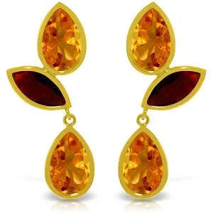 13 Carat 14K Solid Yellow Gold Alexandra Citrine Garnet Earrings