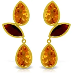 13 Carat 14K Solid Yellow Gold Alexandra Citrine Garnet Earrings
