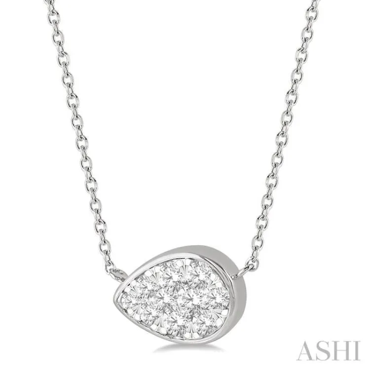 1/3 Ctw Pear Shape Pendant Lovebright Diamond Necklace in 14K White Gold