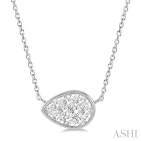 1/3 Ctw Pear Shape Pendant Lovebright Diamond Necklace in 14K White Gold