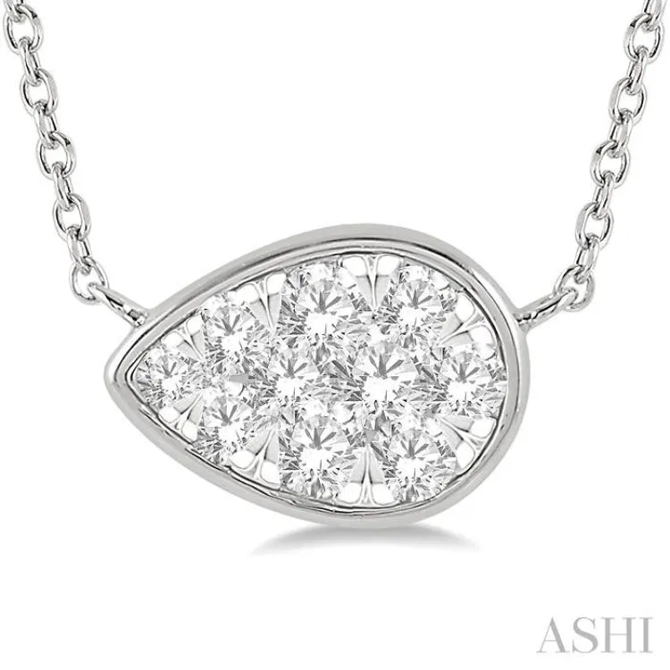 1/3 Ctw Pear Shape Pendant Lovebright Diamond Necklace in 14K White Gold