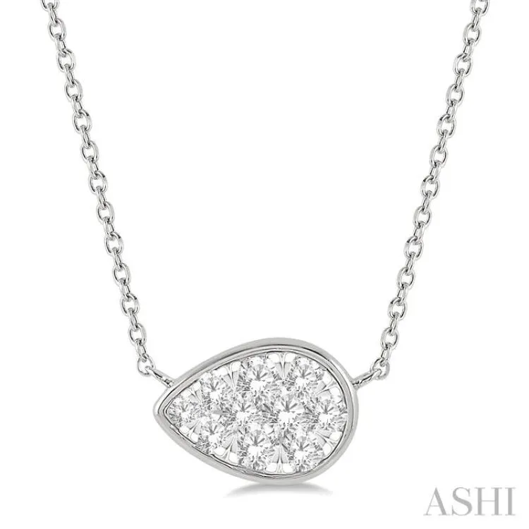 1/3 Ctw Pear Shape Pendant Lovebright Diamond Necklace in 14K White Gold