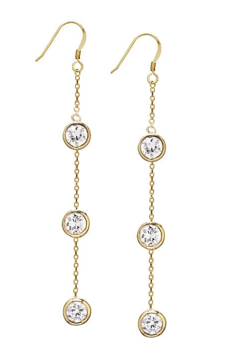 14K Gold Vermeil Diamond Drop CZ Chandelier Earrings