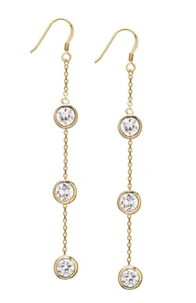 14K Gold Vermeil Diamond Drop CZ Chandelier Earrings