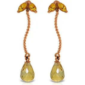 14K Solid Rose Gold Chandelier Citrine Earrings