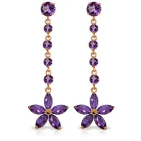 14K Solid Rose Gold Chandelier Flower Amethyst Earrings