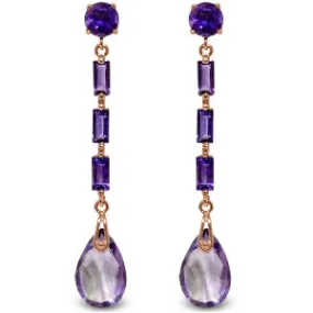 14K Solid Rose Gold Chandelier Pear Cut Amethyst Earrings