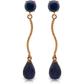 14K Solid Rose Gold Dangling Earrings w/ Natural Sapphires