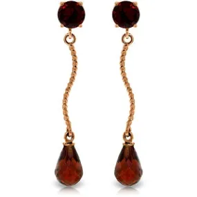 14K Solid Rose Gold Danglings Earrings w/ Natural Garnets