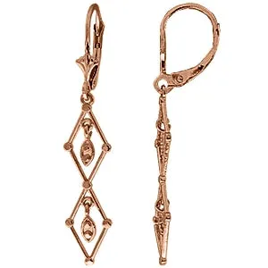 14K Solid Rose Gold Intricate Chandelier Earrings