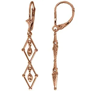 14K Solid Rose Gold Intricate Chandelier Earrings