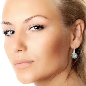 14K Solid White Gold Fish Hook Earrings w/ Blue Topaz