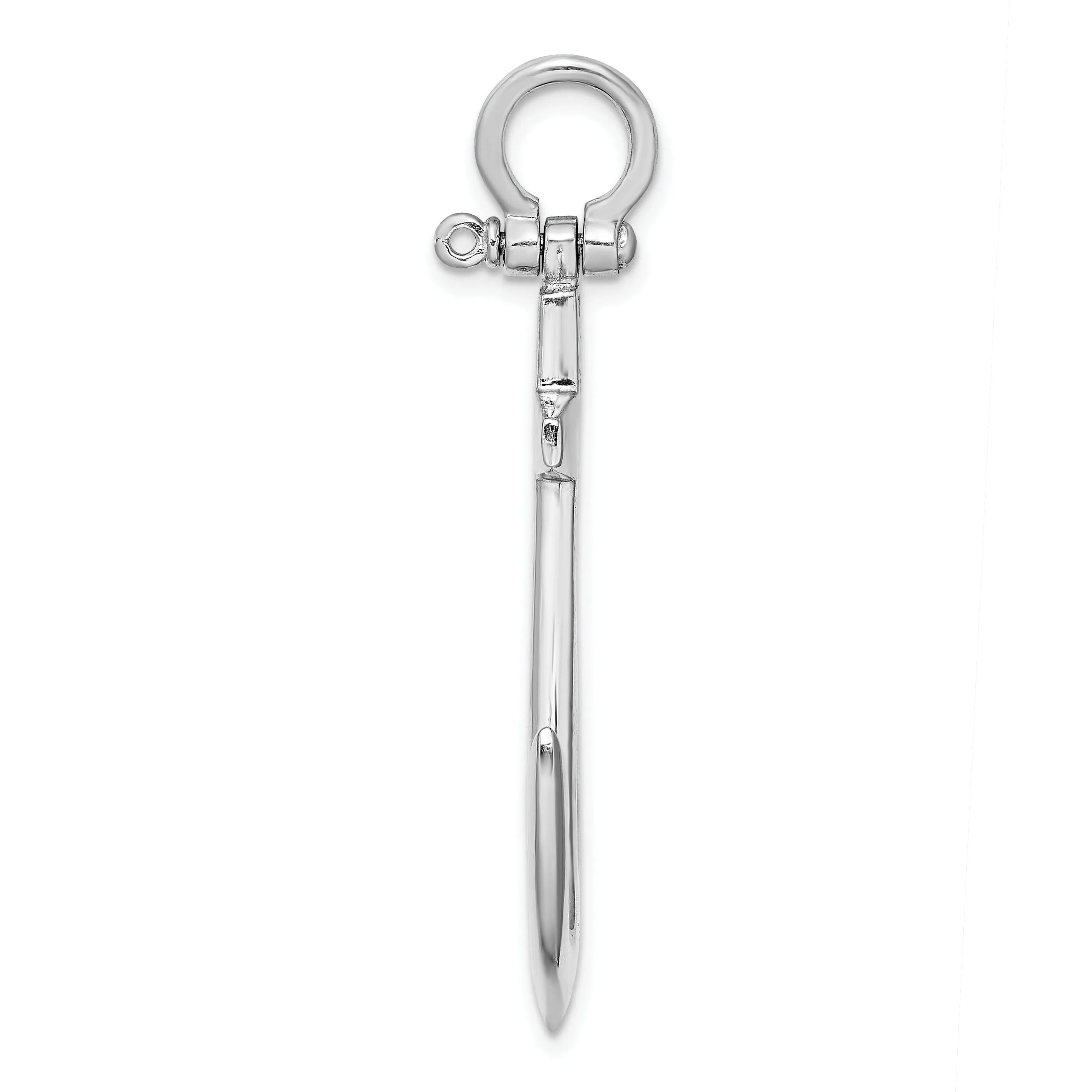 14K White Gold 3-Dimensional Polished Finished Large Anchor Charm Pendant