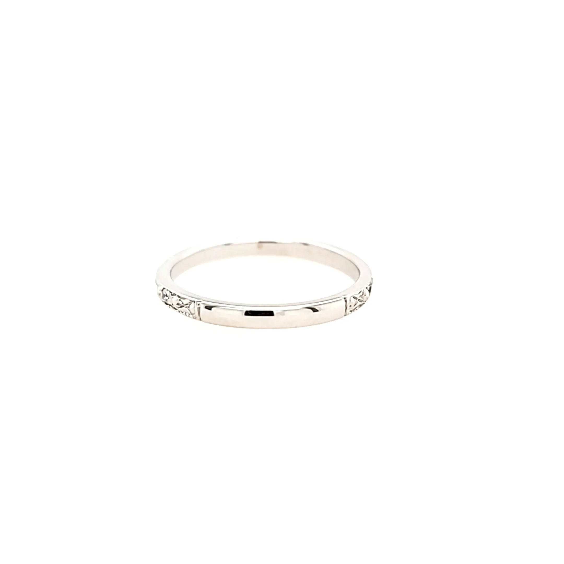 14k White Gold Diamond Etched Filigree Band (I5769)
