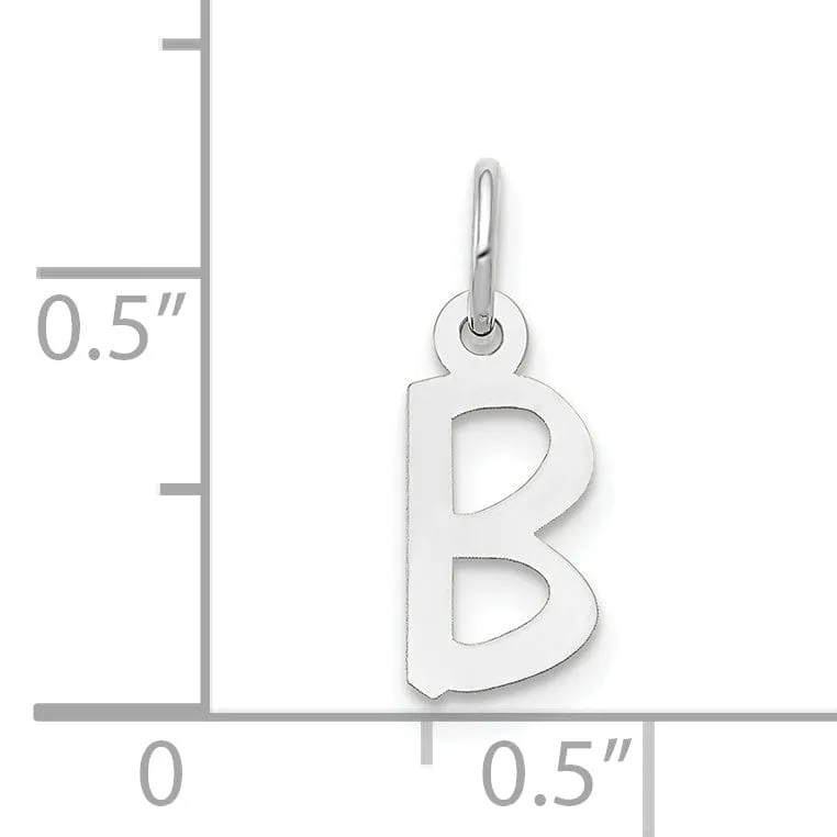 14k White Gold Small Slanted Block Letter B Initial Pendant